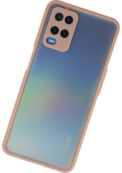 Oppo A54 Kılıf Kenarları Renkli Mat Kapak - Pembe