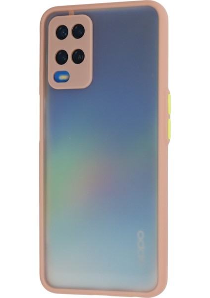 Oppo A54 Kılıf Kenarları Renkli Mat Kapak - Pembe