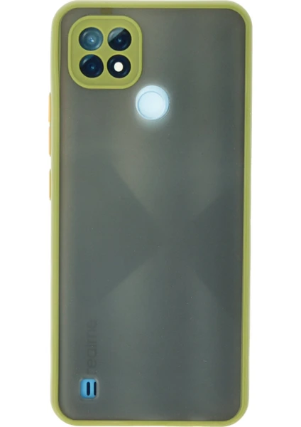 Denza Case Realme C21 Kılıf Kenarları Renkli Mat Kapak - Açık Yeşil