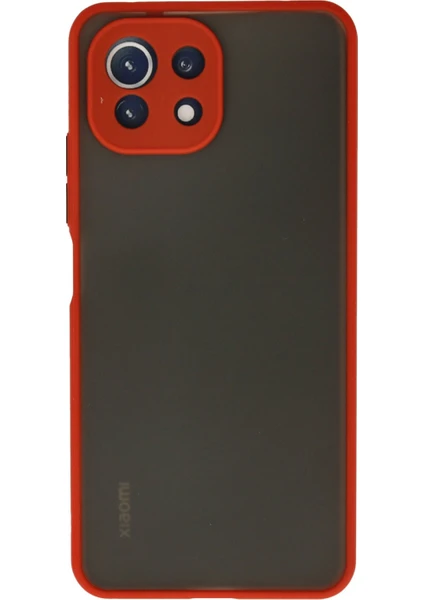 Denza Case Xiaomi Mi 11 Lite Kılıf Kenarları Renkli Mat Kapak - Kırmızı