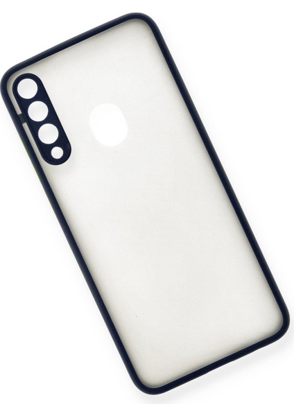 Denza Case Huawei Y6P Kılıf Kenarları Renkli Mat Kapak - Lacivert