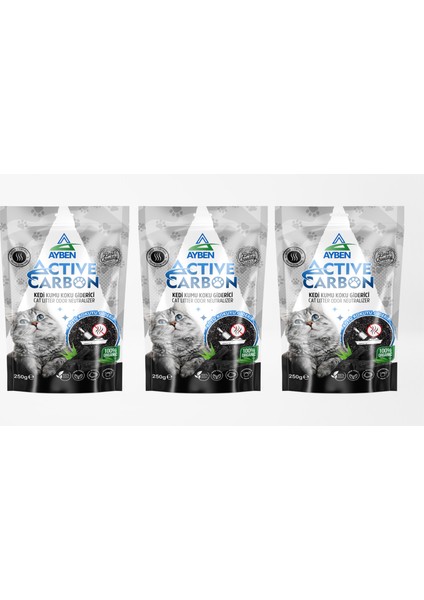 Active Carbon Kedi Kumu Koku Giderici 250 gr 3 Adet