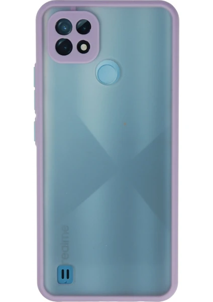 Denza Case Realme C21 Kılıf Kenarları Renkli Mat Kapak - Mor