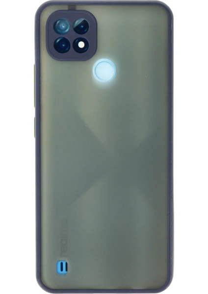 Denza Case Realme C21 Kılıf Kenarları Renkli Mat Kapak - Lacivert