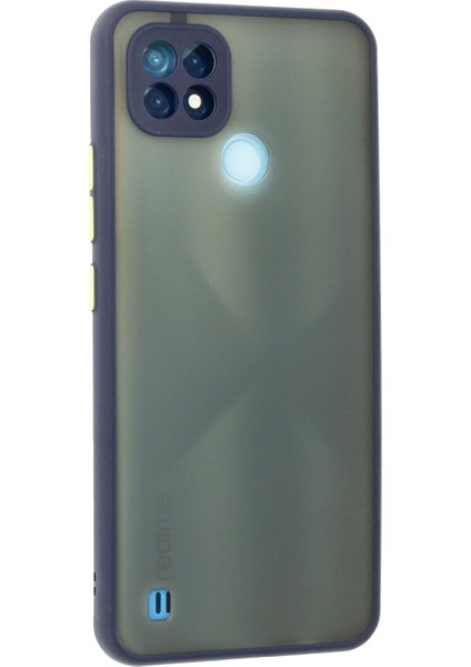 Denza Case Realme C21 Kılıf Kenarları Renkli Mat Kapak - Lacivert