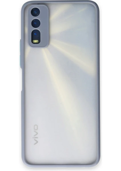 Denza Case Vivo Y11S Kılıf Kenarları Renkli Mat Kapak - Gri