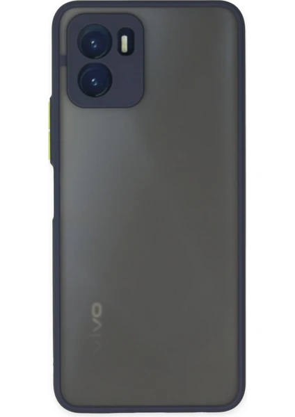 Denza Case Vivo Y15S Kılıf Kenarları Renkli Mat Kapak - Lacivert