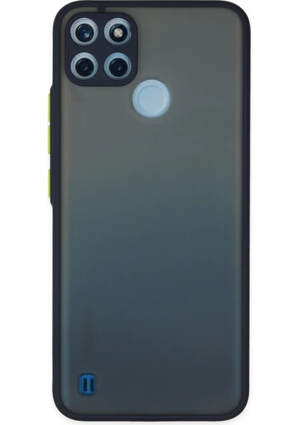 Denza Case Realme C21Y Kılıf Kenarları Renkli Mat Kapak - Lacivert