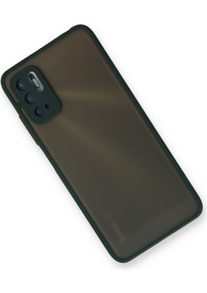 Denza Case Xiaomi Poco M3 Pro Kılıf Kenarları Renkli Mat Kapak - Yeşil