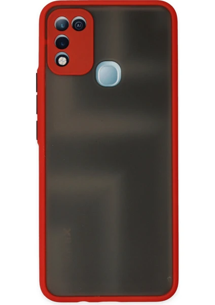 Denza Case Infinix Hot 11 Play Kılıf Kenarları Renkli Mat Kapak - Kırmızı