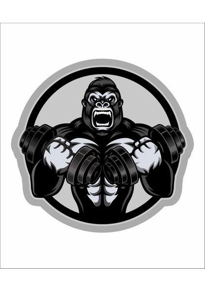 Goril Gym Hayvan Dambıl Araba Oto Motosiklet Karavan Sticker 00438