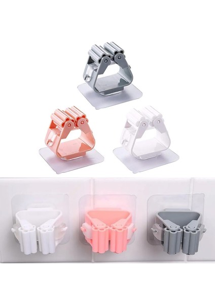 Yapışkanlı Plastik Mop Tutucu Pratik Organizer Vileda Temizlik Fırçası Süpürge Tutucusu AL4455