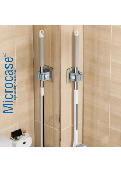 Yapışkanlı Plastik Mop Tutucu Pratik Organizer Vileda Temizlik Fırçası Süpürge Tutucusu AL4455