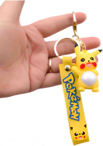 Işıklı Pokemon Pikachu Maskot Anahtarlık 3D Boyutlu Aksesuarlı Figür Hediyelik Eşya Özel Seri