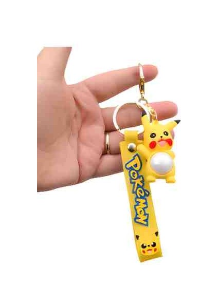 Işıklı Pokemon Pikachu Maskot Anahtarlık 3D Boyutlu Aksesuarlı Figür Hediyelik Eşya Özel Seri