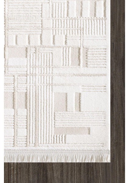 Samoa 02378B Krem Bej Çizgi Desenli Halı