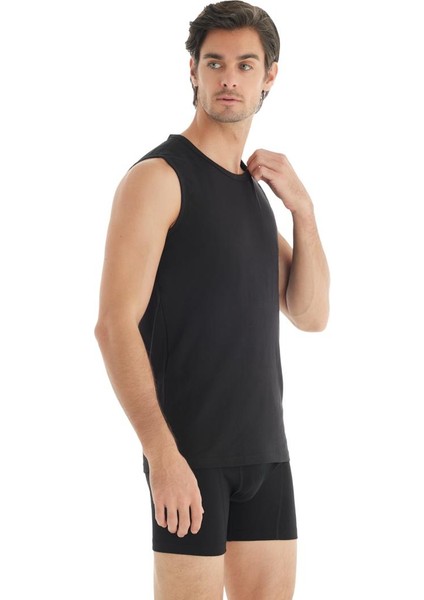 Tender Cotton Sıfır Yaka Sıfır Kol Siyah Atlet C4T3N2O9
