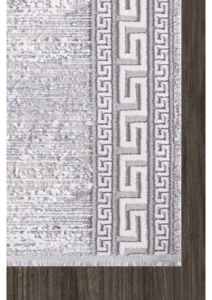 Samoa 06433A Krem Gri Çizgi Desenli Halı