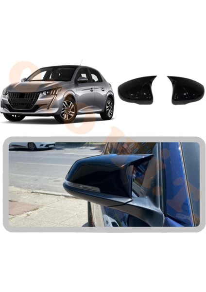 Peugeot 208 21 Üzeri Yarasa Ayna Kapağı Batman Ayna Parlak Siyah Tam Uyum