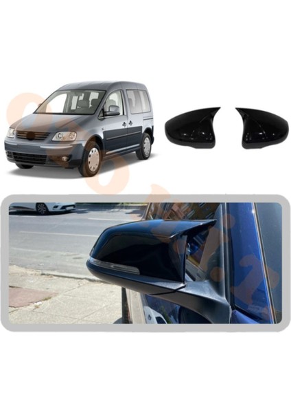 Oto h.i.t. Volkswagen Caddy 05-10 Yarasa Ayna Kapağı Batman Ayna Parlak Siyah Tam Uyum