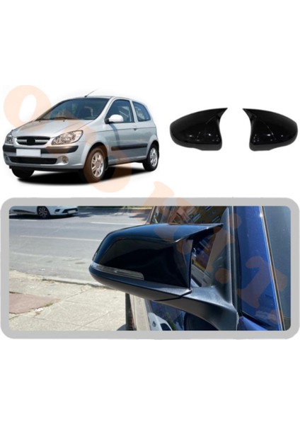 Oto h.i.t. Hyundai Getz Yarasa Ayna Kapağı Batman Ayna Parlak Siyah Tam Uyum