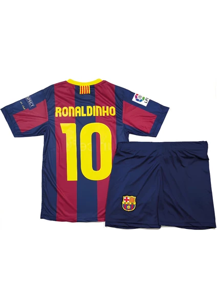 Ronaldinho Nostalji Bordo Barcelona 2011 London Şampiyonlar Ligi Finali 3'lü Çoçuk Futbol Forma Seti(Forma,şort ve Çorap)