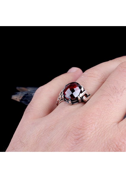 Zirkon Taşlı Oval Model 925 Ayar Gümüş Erkek Yüzük