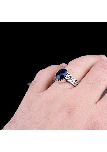 Zirkon Taşlı Oval Model 925 Ayar Gümüş Erkek Yüzük