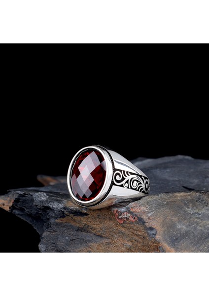 Zirkon Taşlı Oval Model 925 Ayar Gümüş Erkek Yüzük fiyatları