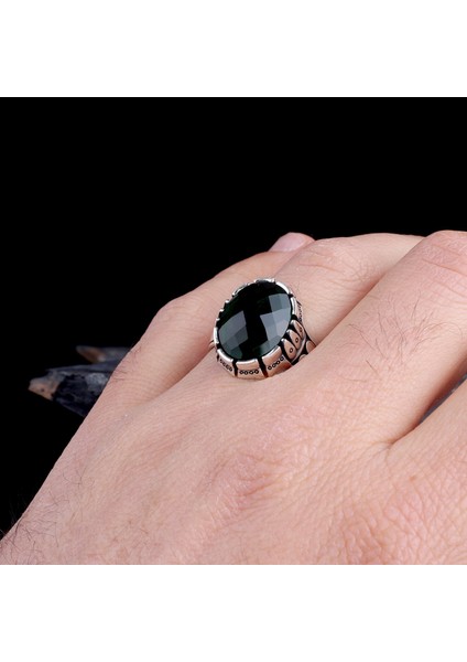 Zirkon Taşlı Oval Model 925 Ayar Gümüş Erkek Yüzük