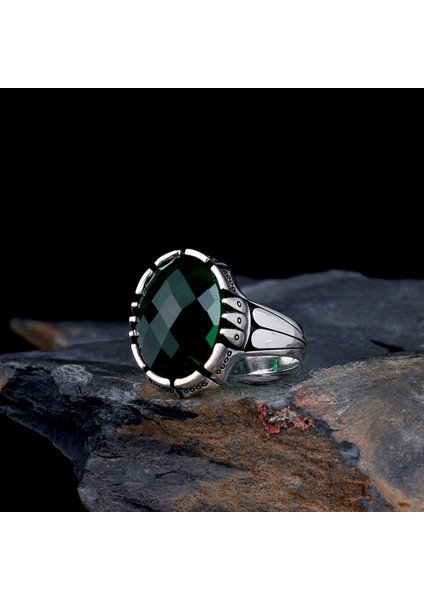 Zirkon Taşlı Oval Model 925 Ayar Gümüş Erkek Yüzük fiyatları