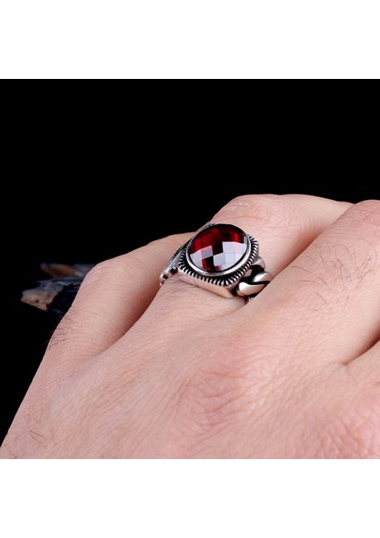 Örgü Model Zirkon Taşlı 925 Ayar Gümüş Erkek Yüzük