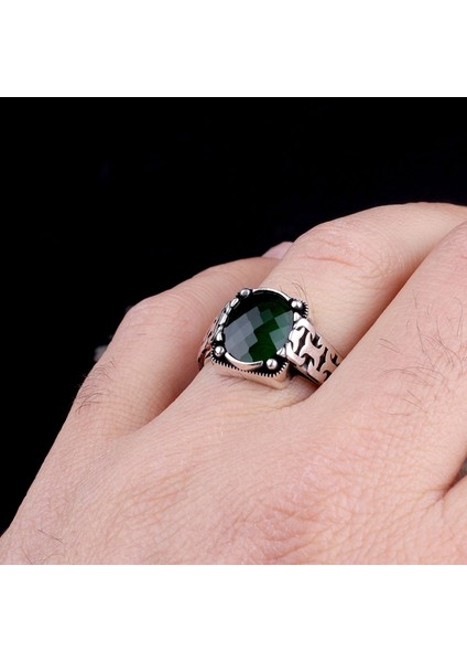 Zirkon Taşlı Oval Model 925 Ayar Gümüş Erkek Yüzük