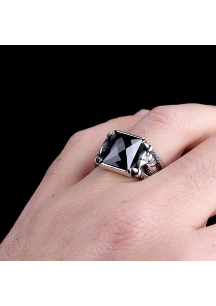 Zirkon Taşlı Kartal Model 925 Ayar Gümüş Erkek Yüzük