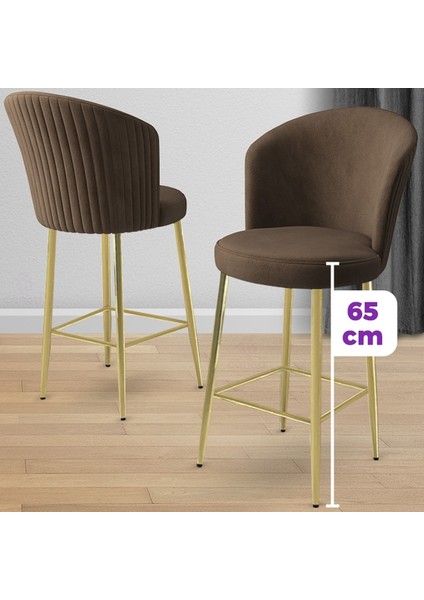 Alte Serisi 4 Adet Babyface Kumaş 65 cm Gold Kaplama Ayaklı Bar Sandalyesi fiyatları