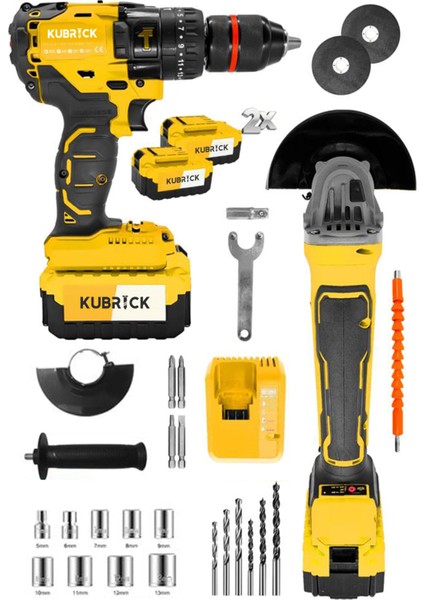 Ultra 2 Li Set Şarjlı Taşlama Şarjlı Kömürsüz Matkap 88 V - Sarı
