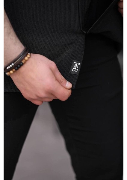Tex Republic Erkek Siyah Oversize Yazlık Bürümcük Gömlek modelleri