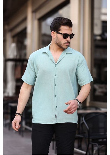 Tex Republic Erkek Gri Oversize Yazlık Bürümcük Gömlek modelleri