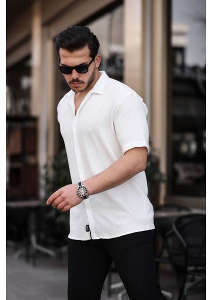 Tex Republic Erkek Beyaz Oversize Yazlık Bürümcük Gömlek fiyatları