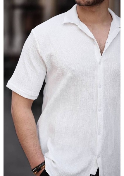 Tex Republic Erkek Beyaz Oversize Yazlık Bürümcük Gömlek modelleri