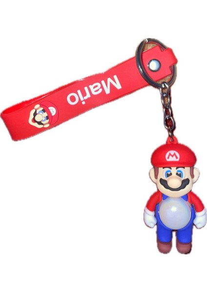 Süper Mario Işıklı Anahtarlık Nostaljik Sevimli Oyun Karakteri 3D Boyutlu Sevimli Aksesuar