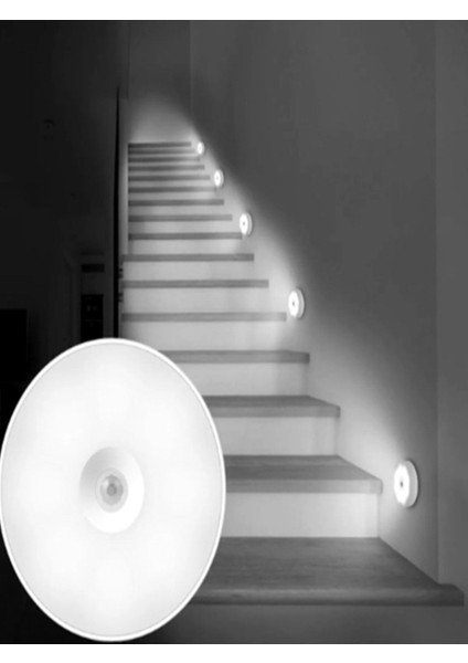 Sensörlü Şarjlı Dolap Içi Kablosuz LED Kabin Aydınlatma Mıknatıslı Gece Lambası Beyaz Işık 3 Adet