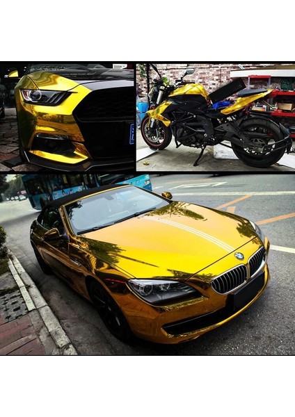 Gold Altın Varak Yapışkanlı Araç Motorsiklet Kaplama Folyosu (200CMX122CM)