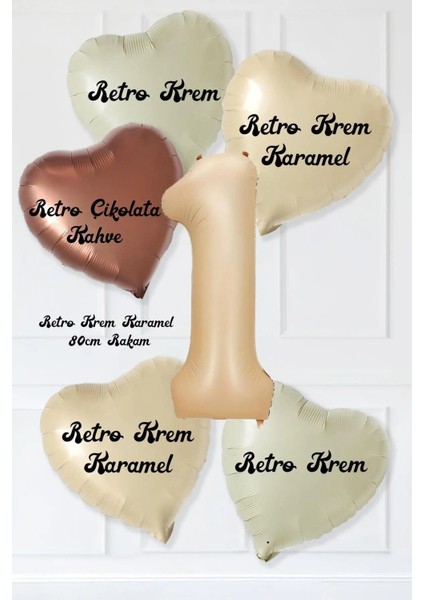 Retro Krem Karamel Kahve Kalpli Bej Yaş Rakam Balon Seti Retro Doğum Günü Parti Seti Süsü fiyatları