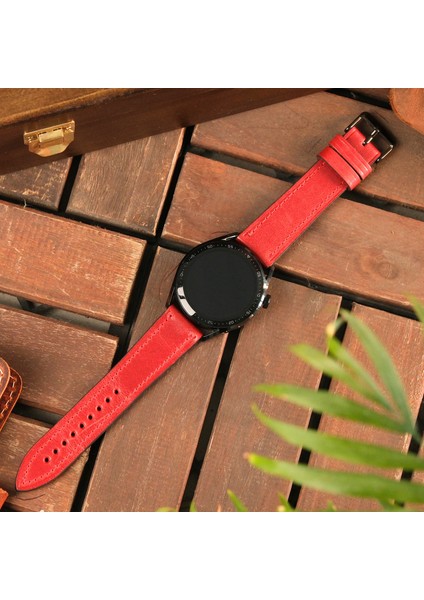 Samsung Galaxy Watch Deri Kordon Watch 4 5 6 7 Pro Watch 6 Classic 40MM 43MM 44MM 47MM Watch 5 / Watch 5 Pro 40 44 45 Watch 4 40 42 44 46MM 20MM Deri Kayış Kırmızı fiyatları