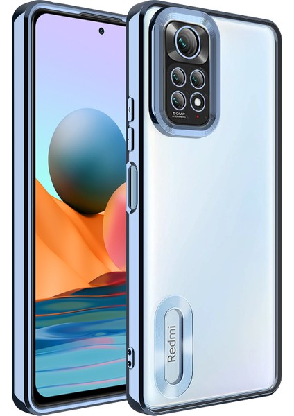 Xiaomi Redmi Note 11 Global Kılıf Kamera Korumalı Logo Gösteren Zore Omega Kapak-Sierra Mavi