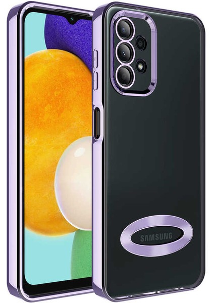 Galaxy A13 4g Kılıf Kamera Korumalı Logo Gösteren Zore Omega Kapak-Lila