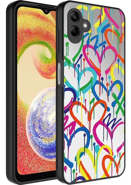 Galaxy A04 Kılıf Aynalı Desenli Kamera Korumalı Parlak Zore Mirror Kapak-Kalp
