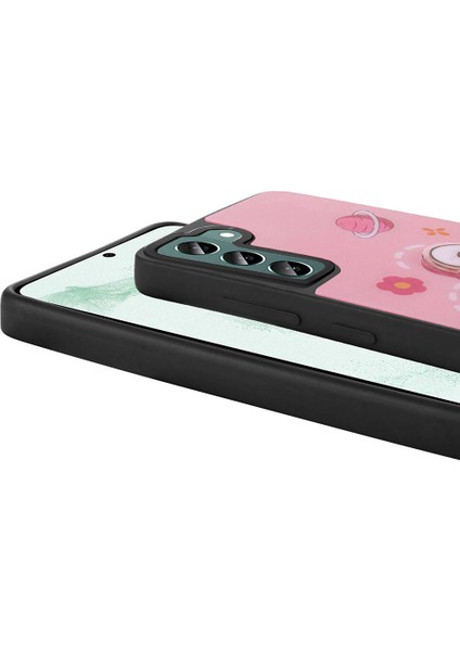 Galaxy S21 Fe Kılıf Parlayan Kabartmalı Ikonik Figürlü Zore Amas Silikon Kapak-Pembe