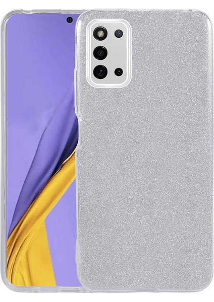 Galaxy A03S Kılıf Zore Shining Silikon-Gümüş